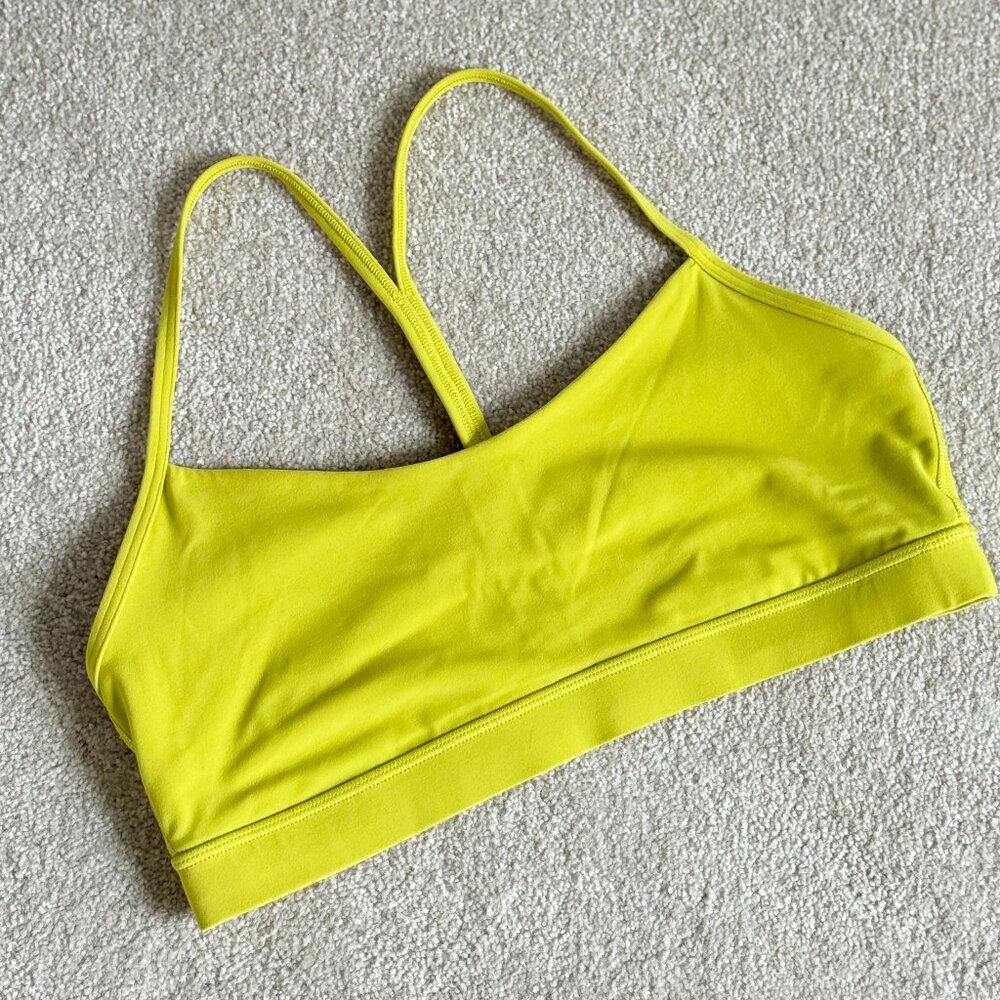 lululemon Flow Y Sports Bra - Light Support - A–C Cups - Neon Yellow - Sz 12